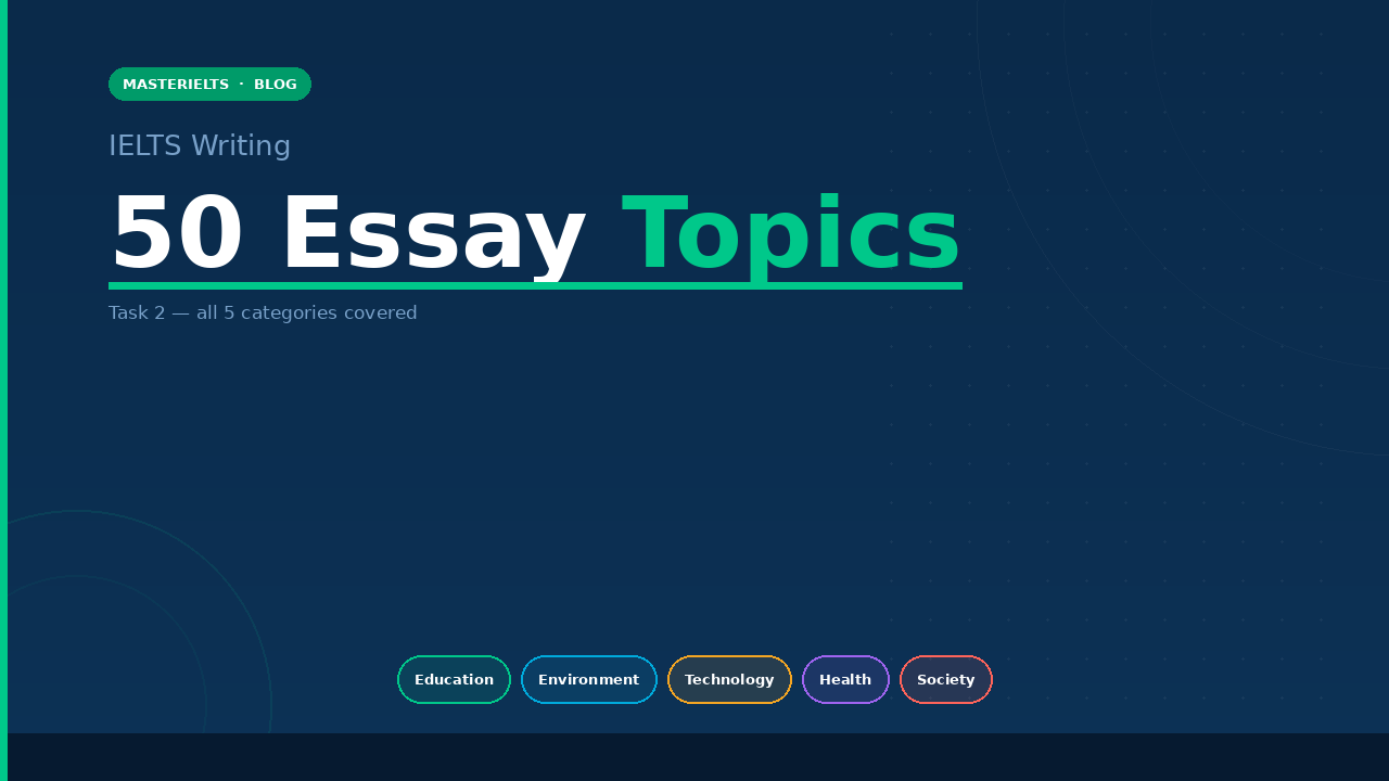 IELTS Writing Subjects for Task 2: 50 Common Essay Topics
